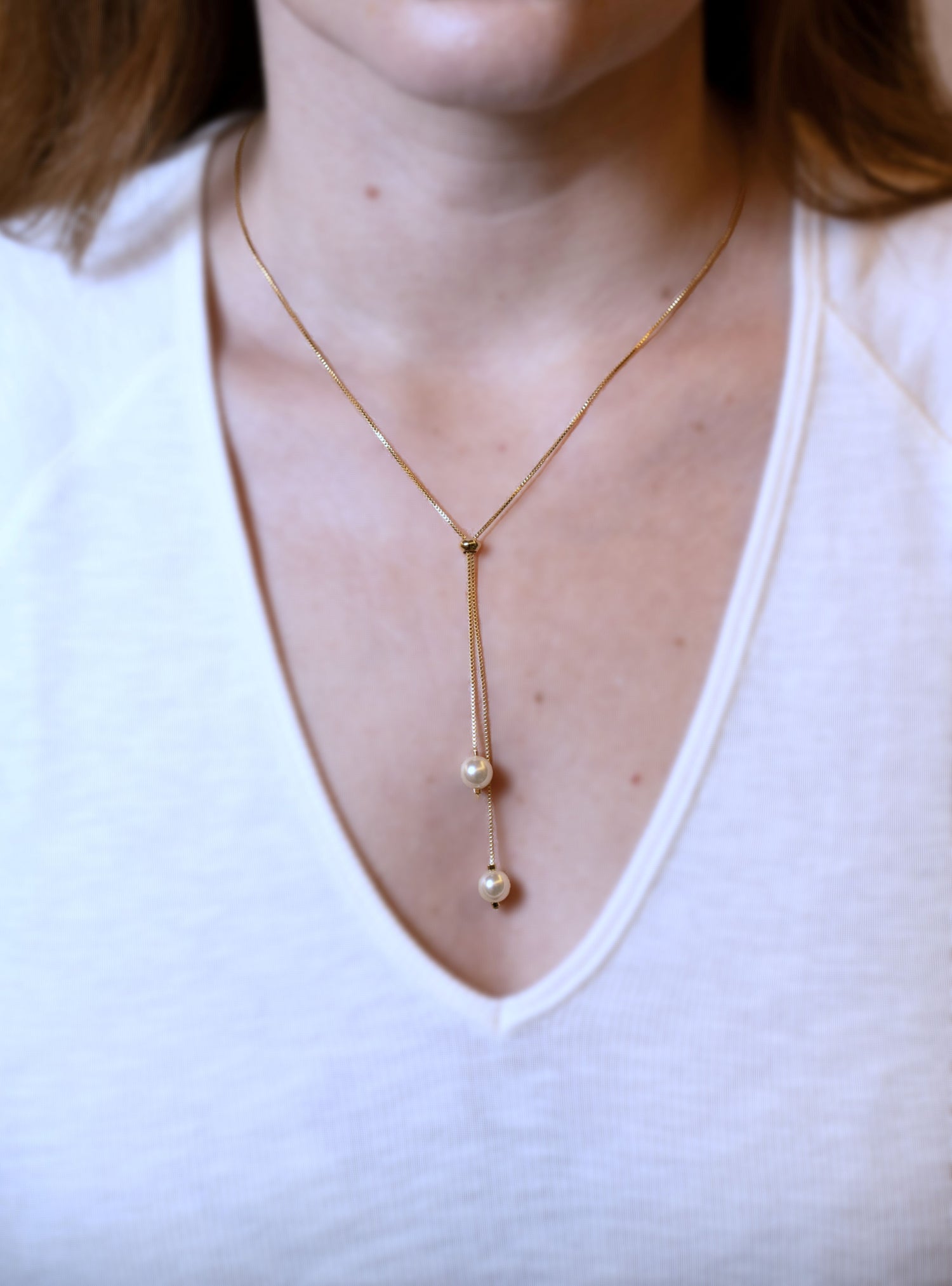 Colar Gravata Pérola Dourado