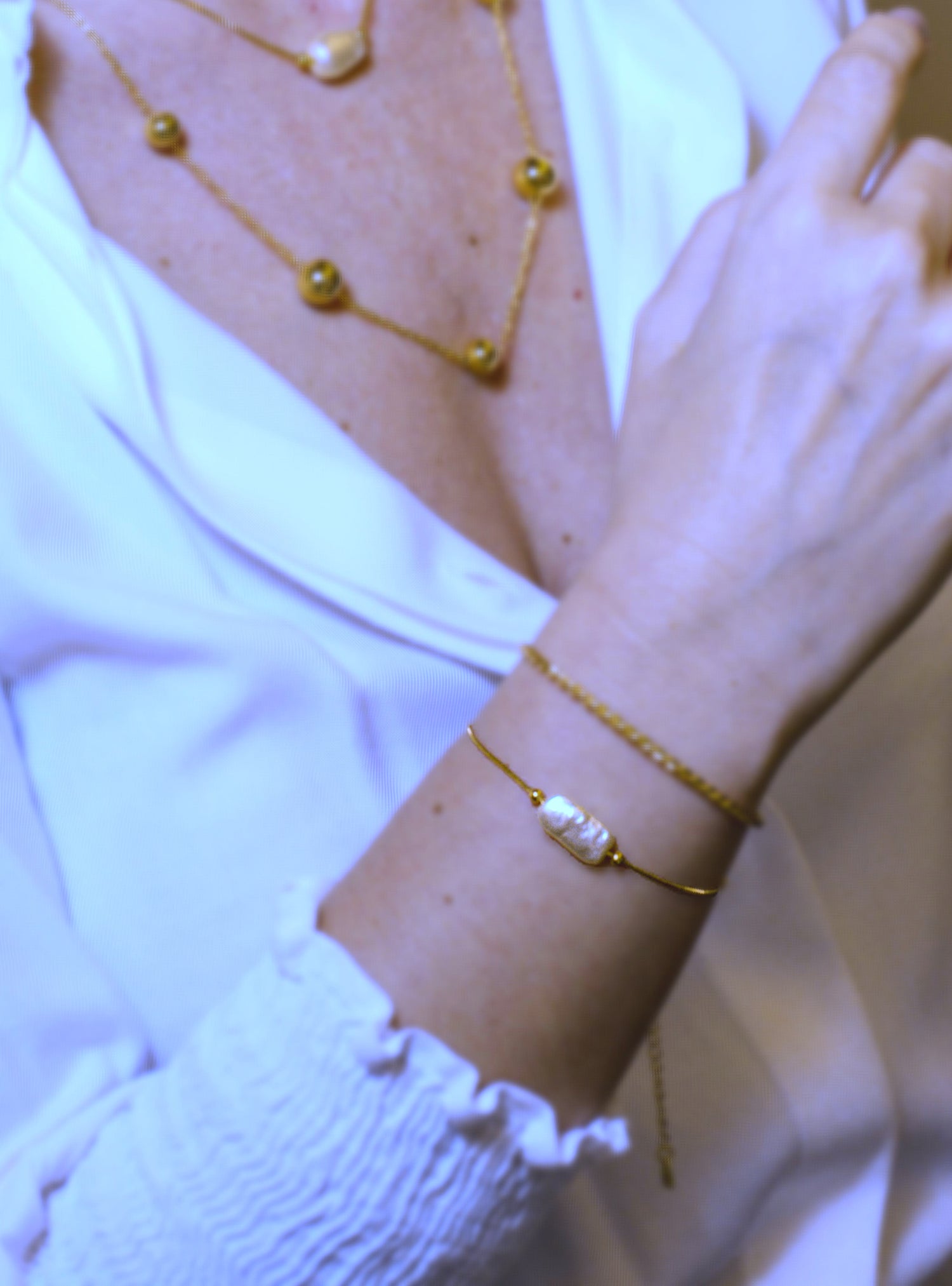 Pulseira Pérola Barroca Dourado