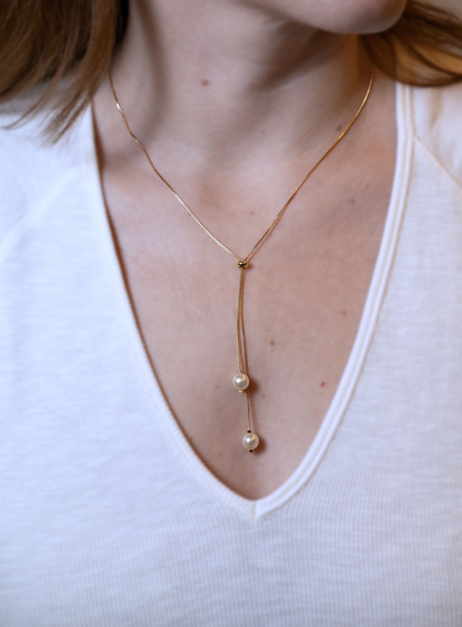 Colar Gravata Pérola Dourado