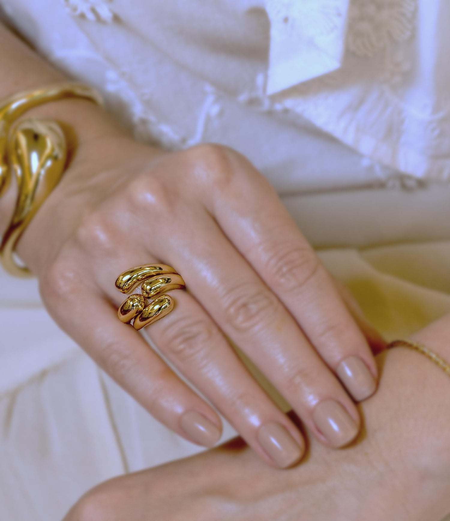 Anel Maxi Dourado Ajustável