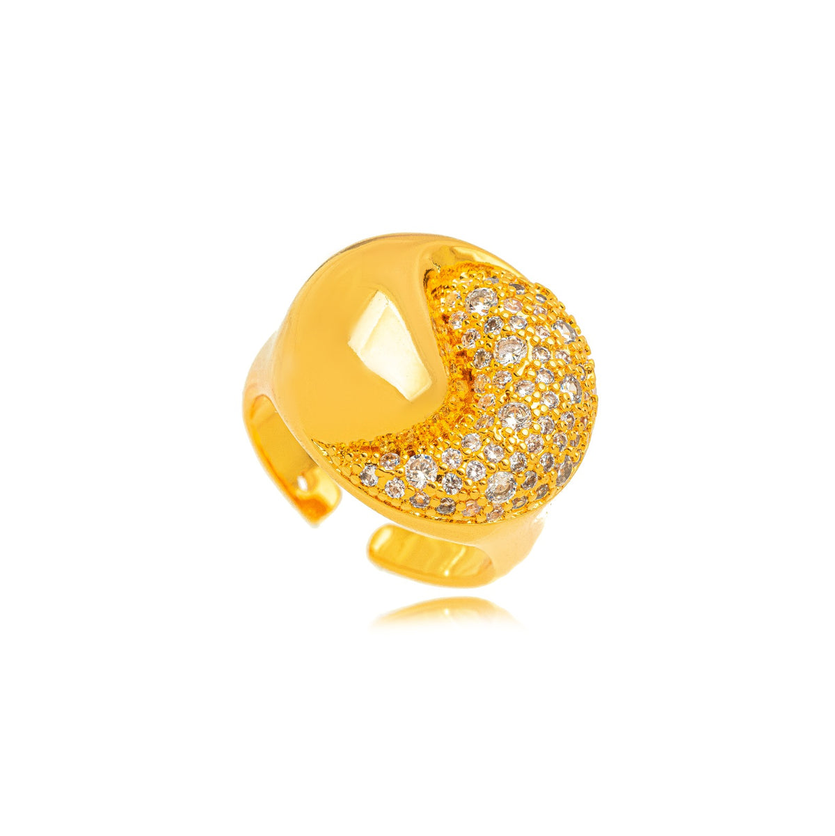 ANEL MAXI QUEEN NÓ MICRO ZIRCÔNIA OURO AJUSTÁVEL