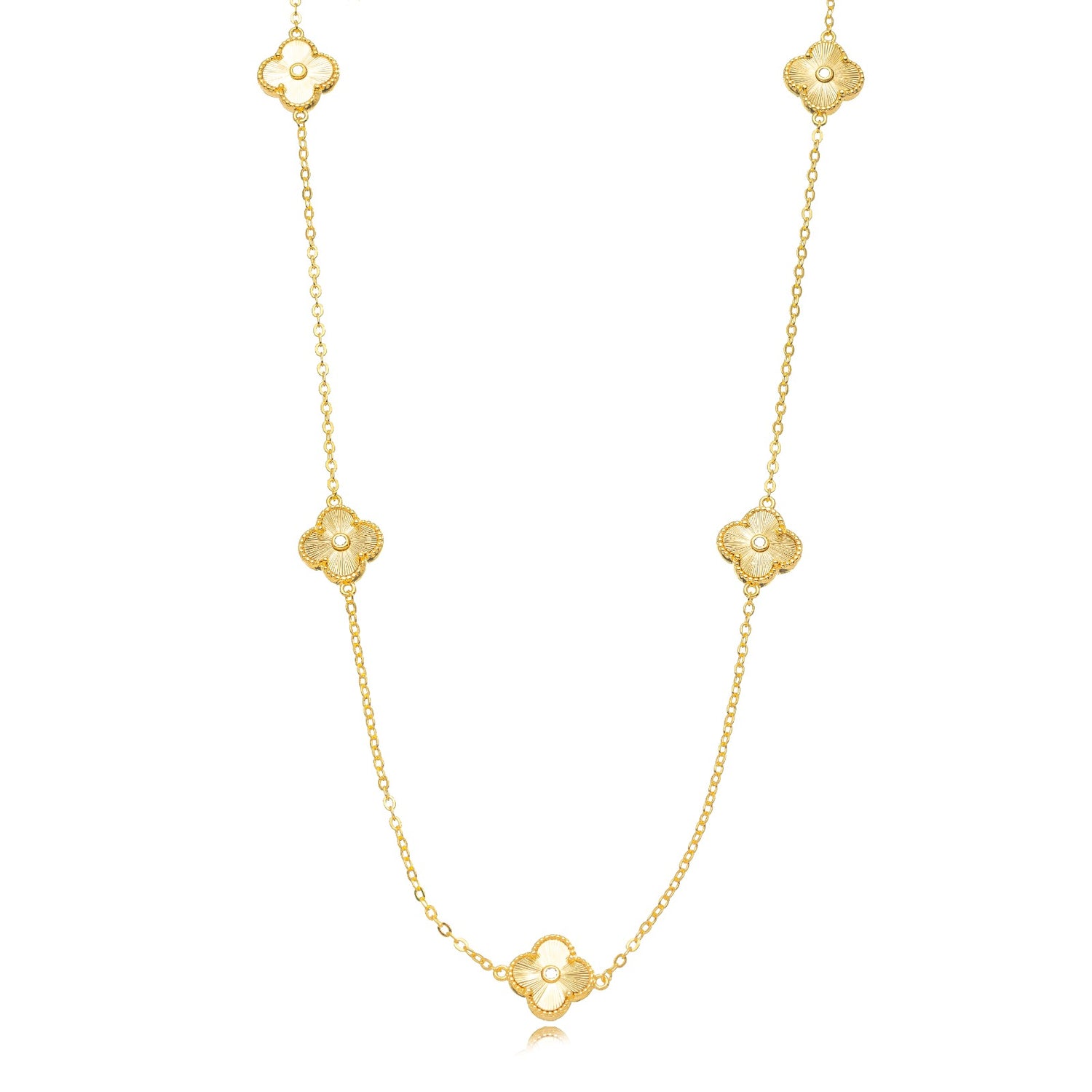 COLAR LONGO TREVO MICRO ZIRCÔNIA  OURO