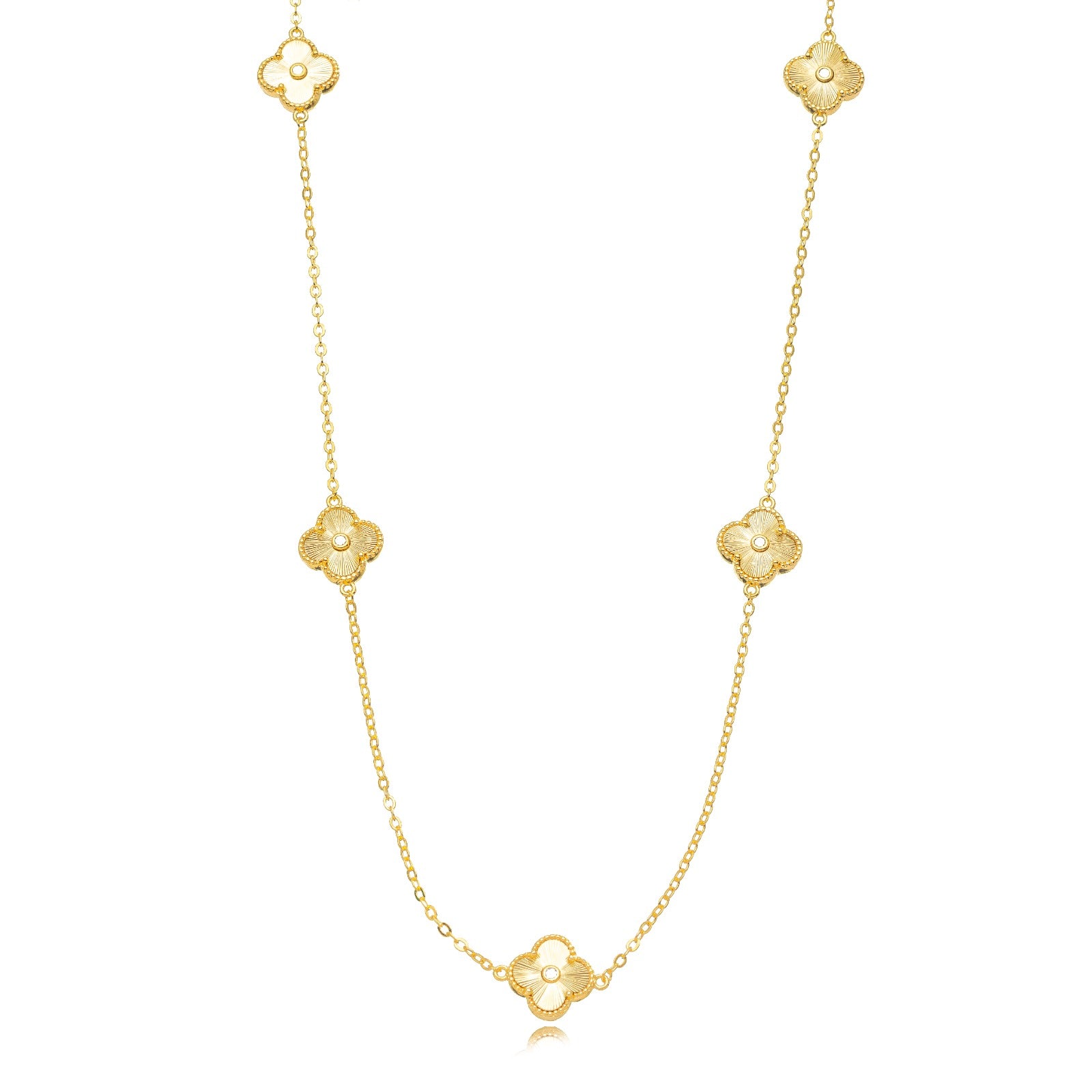 COLAR LONGO TREVO MICRO ZIRCÔNIA  OURO