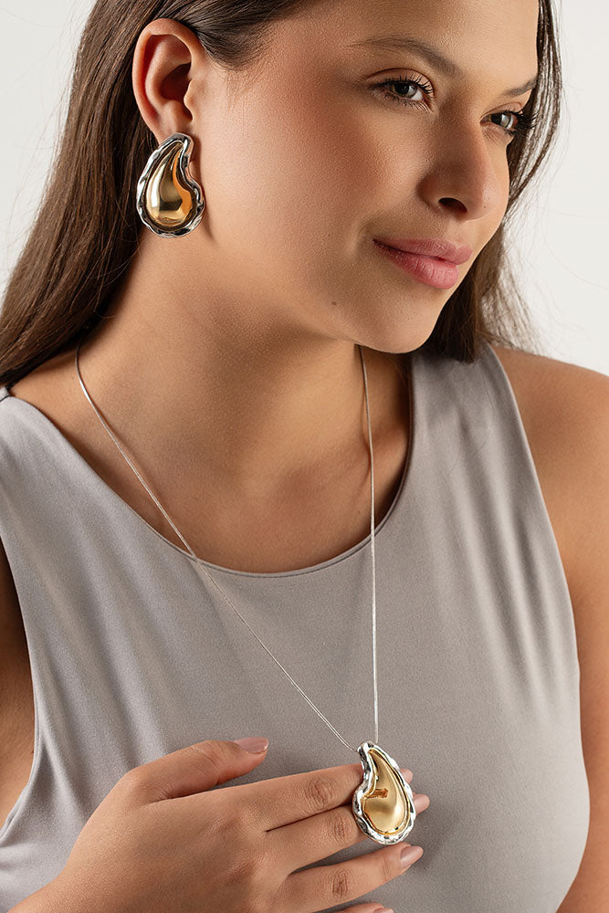 CONJUNTO BOHO PAISLEY BICOLOR OURO E RÓDIO