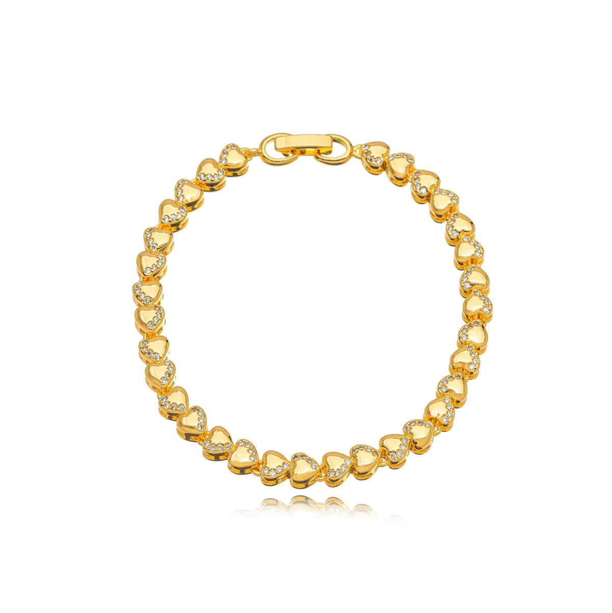 PULSEIRA CORAÇÃO MICRO ZIRCÔNIA OURO